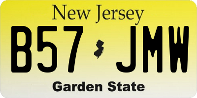 NJ license plate B57JMW