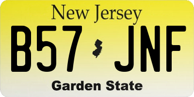 NJ license plate B57JNF