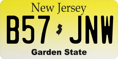NJ license plate B57JNW