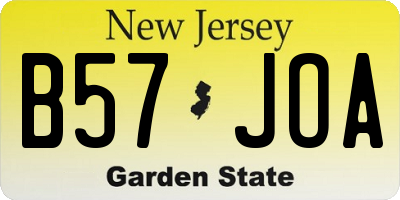 NJ license plate B57JOA