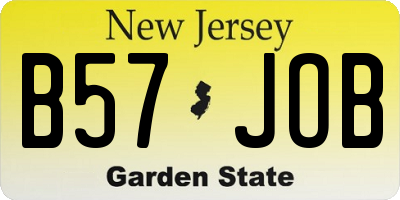 NJ license plate B57JOB