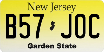 NJ license plate B57JOC