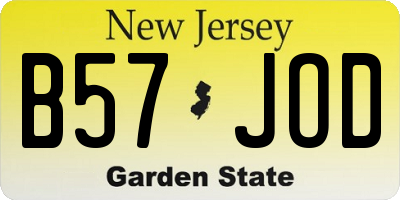 NJ license plate B57JOD