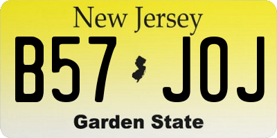 NJ license plate B57JOJ