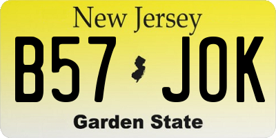NJ license plate B57JOK