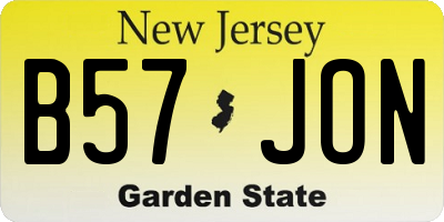 NJ license plate B57JON