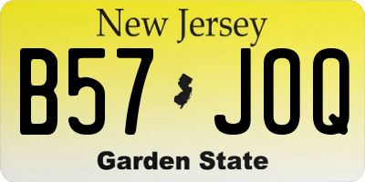 NJ license plate B57JOQ