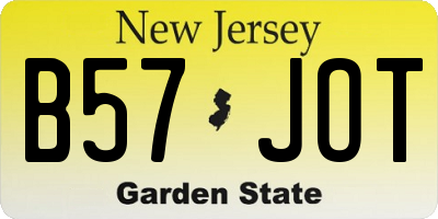 NJ license plate B57JOT