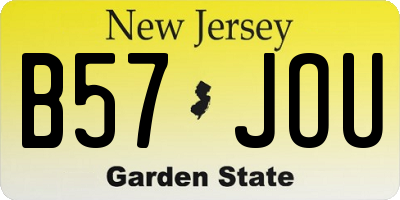 NJ license plate B57JOU