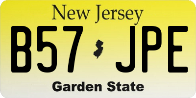 NJ license plate B57JPE