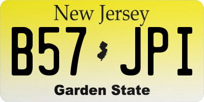 NJ license plate B57JPI