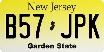 NJ license plate B57JPK