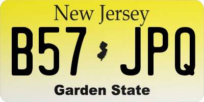NJ license plate B57JPQ