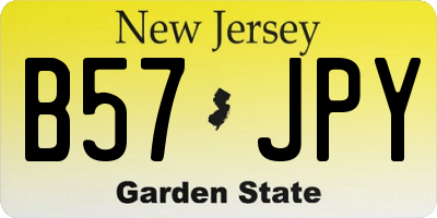 NJ license plate B57JPY