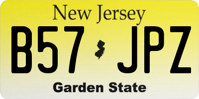 NJ license plate B57JPZ