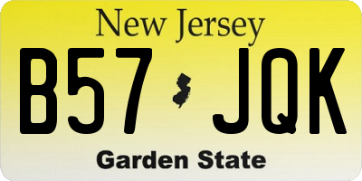 NJ license plate B57JQK
