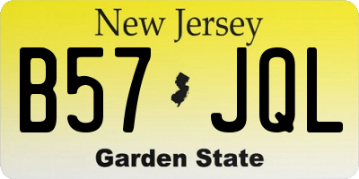 NJ license plate B57JQL