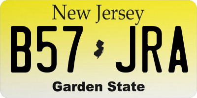 NJ license plate B57JRA