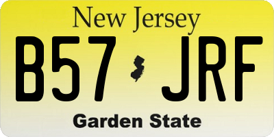 NJ license plate B57JRF