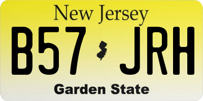 NJ license plate B57JRH
