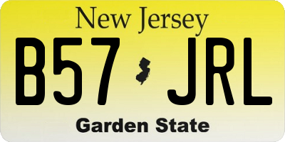 NJ license plate B57JRL