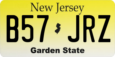 NJ license plate B57JRZ