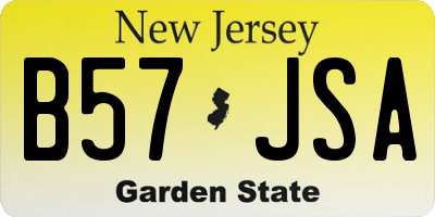 NJ license plate B57JSA
