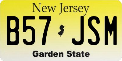 NJ license plate B57JSM
