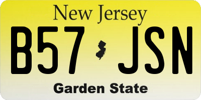 NJ license plate B57JSN