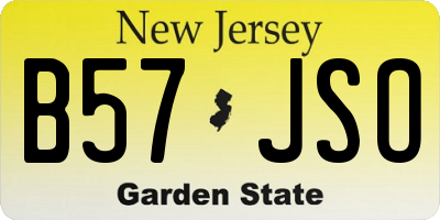 NJ license plate B57JSO