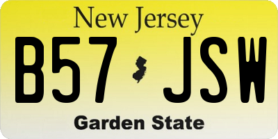 NJ license plate B57JSW