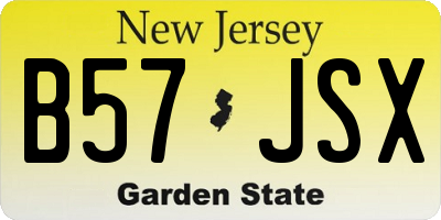NJ license plate B57JSX