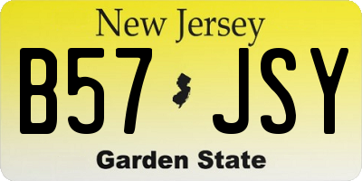 NJ license plate B57JSY