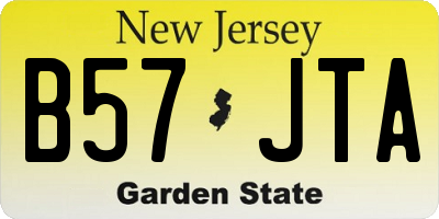 NJ license plate B57JTA