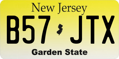 NJ license plate B57JTX