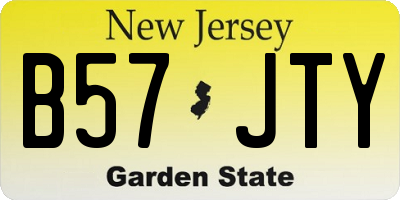 NJ license plate B57JTY