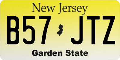 NJ license plate B57JTZ