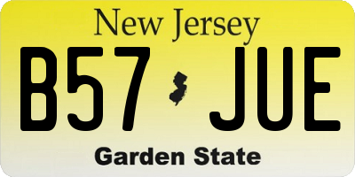 NJ license plate B57JUE