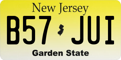 NJ license plate B57JUI