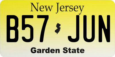 NJ license plate B57JUN