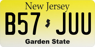 NJ license plate B57JUU