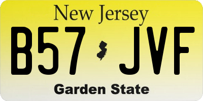 NJ license plate B57JVF