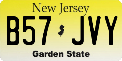 NJ license plate B57JVY