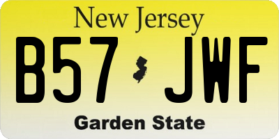 NJ license plate B57JWF
