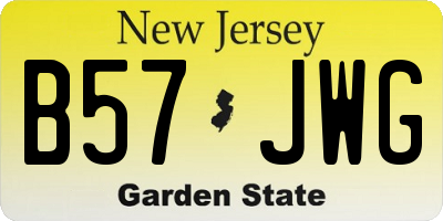 NJ license plate B57JWG