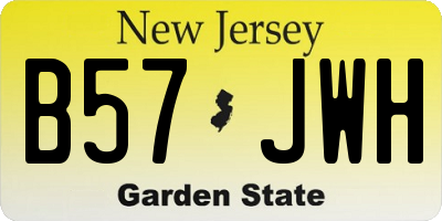 NJ license plate B57JWH