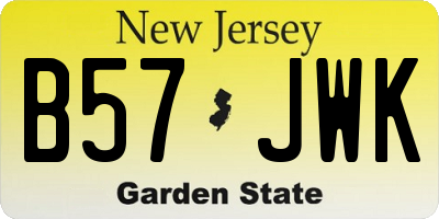 NJ license plate B57JWK