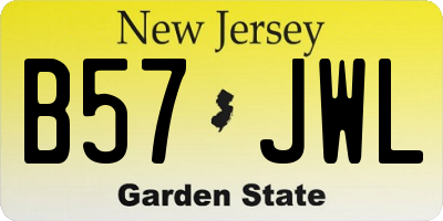 NJ license plate B57JWL
