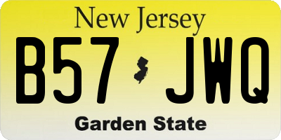 NJ license plate B57JWQ