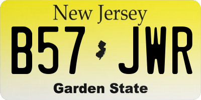 NJ license plate B57JWR